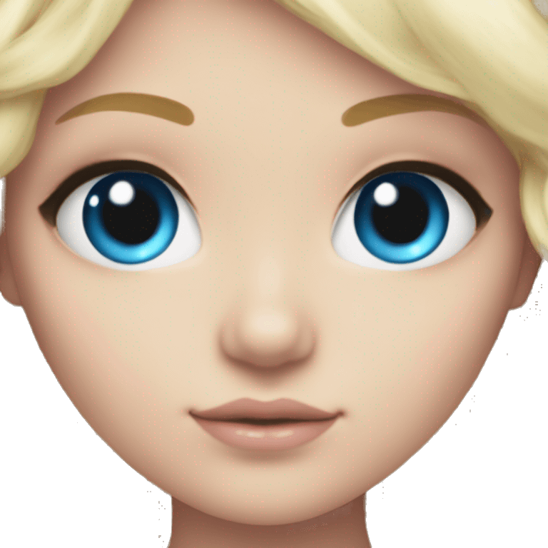 ocean blue doll eyes, blonde hair, feminine, pink, girl, angelic emoji