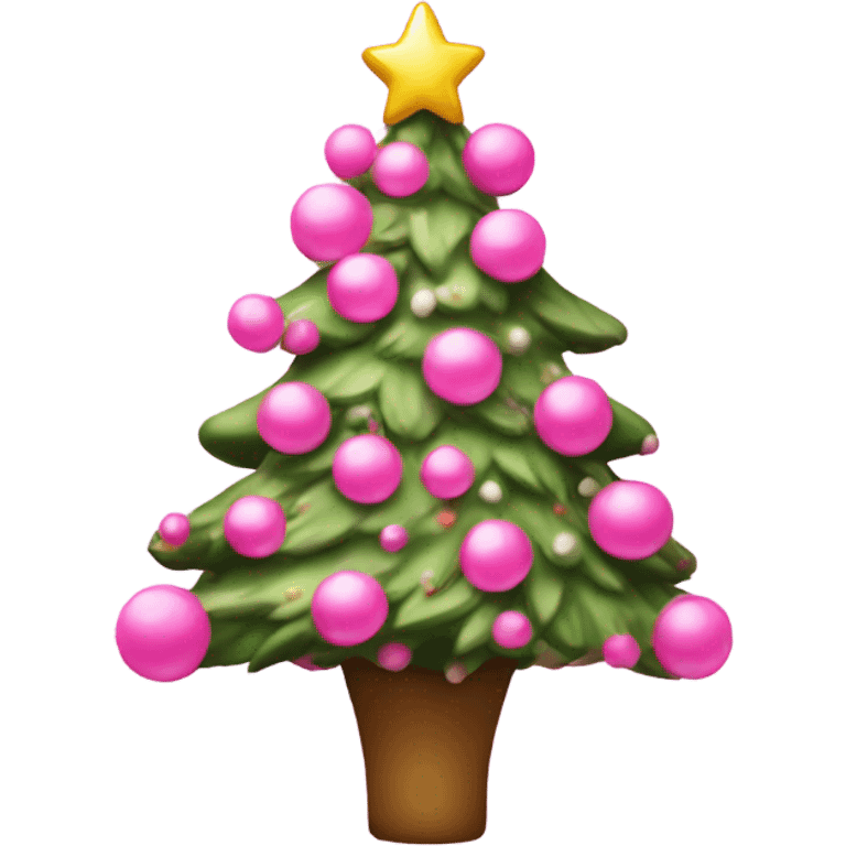 Large pink Christmas tree decorated   emoji