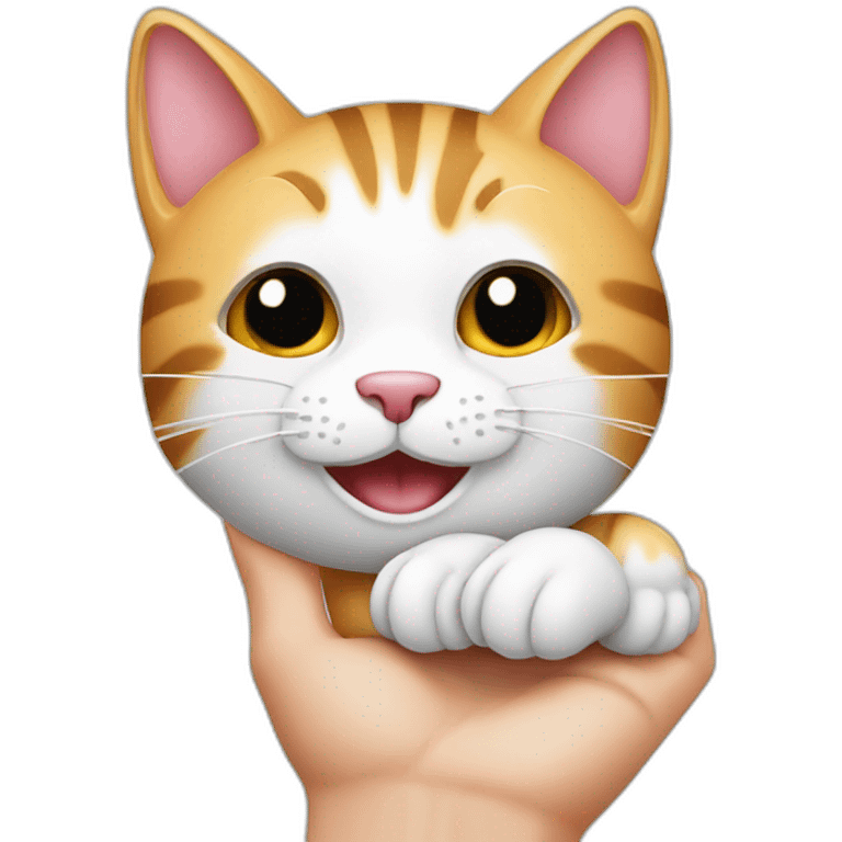 A hand caress an happy cat emoji