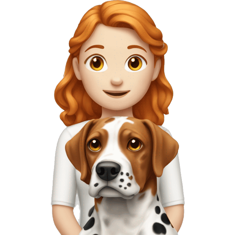 Ginger girl with brown Dalmatian  emoji