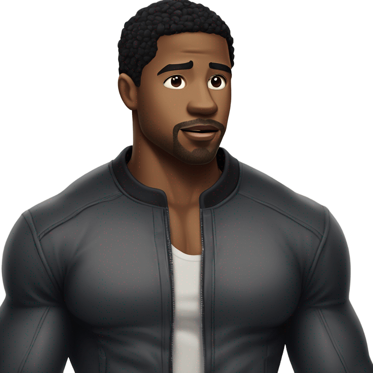 Super gorgeous black man with black hair and a little bit muscular that looks a bit like Micheal b Jordan  emoji