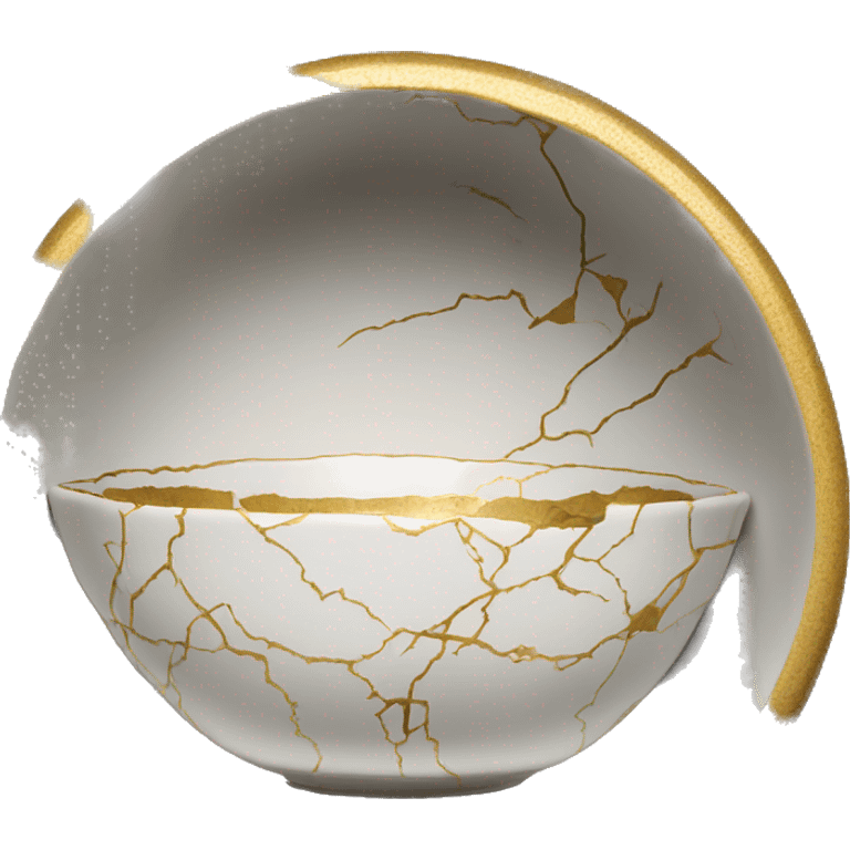 kintsugi bowl in center emoji