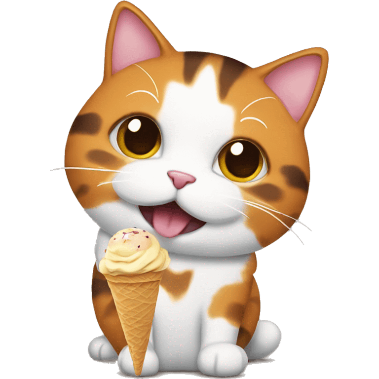 calico cat with icecream  emoji