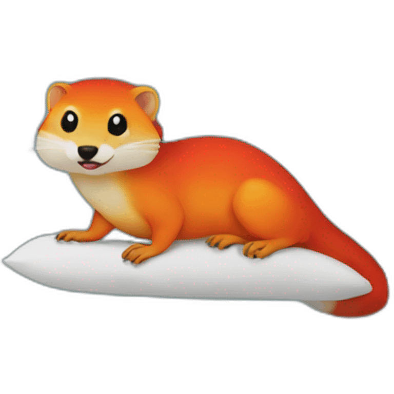 mongoose red white orange on a pillow emoji