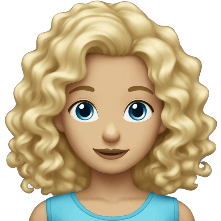 blonde girl with wavy curly hair and blue eyes emoji