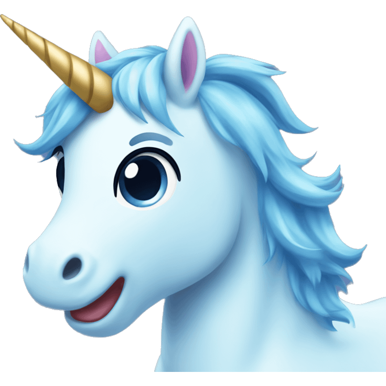 excited blue unicorn kawaii emoji