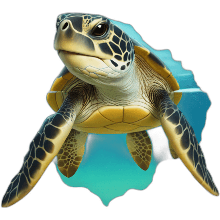 Tortue sur requin emoji