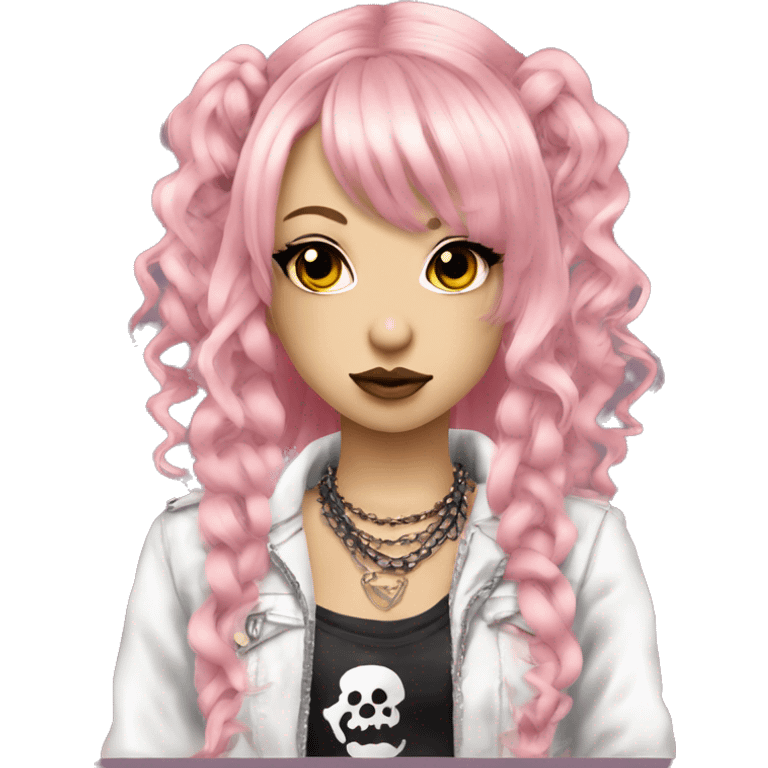 hime gyaru girl, punk, goth, grunge emoji