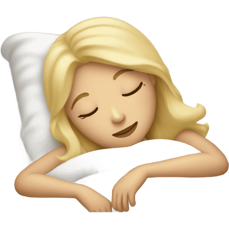 Blonde girl asleep in a bed emoji