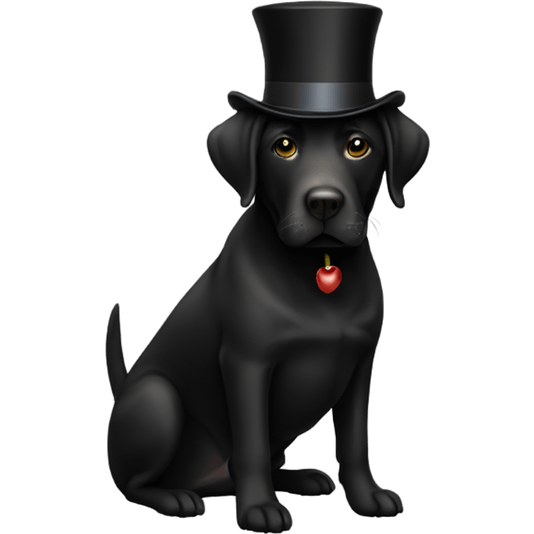 Black lab with a top hat emoji