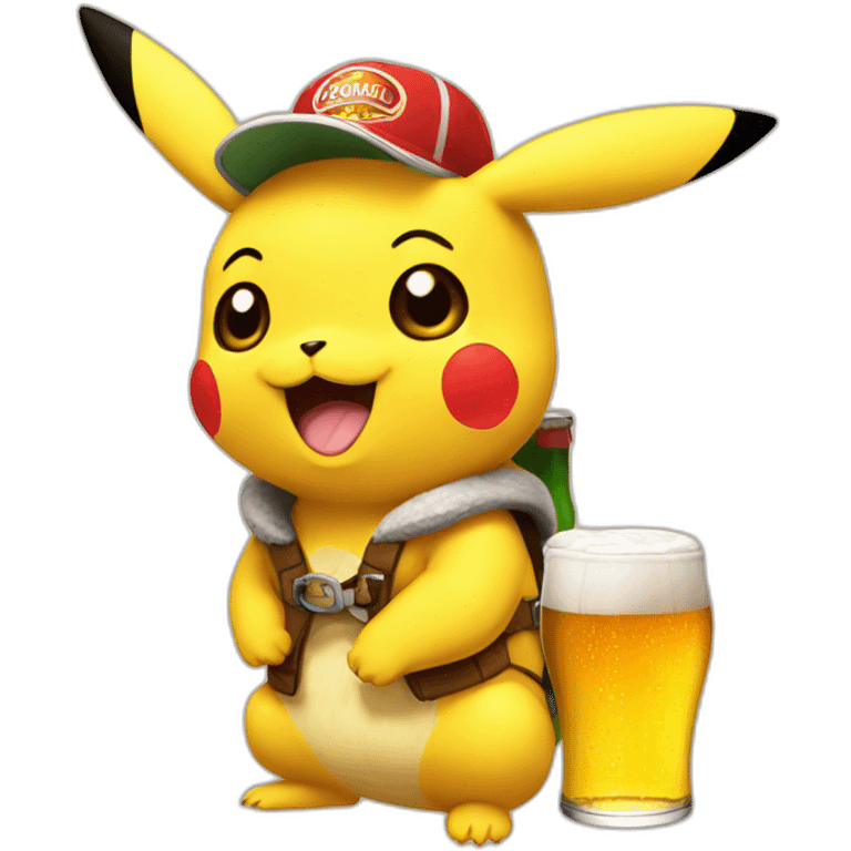 Pikachu with beer emoji