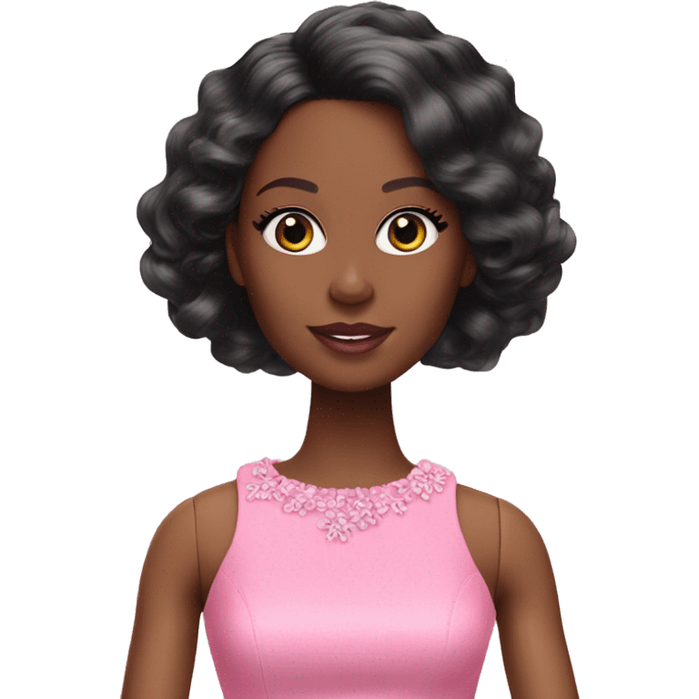 black barbie doll pink dress emoji