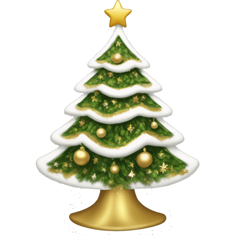 Christmas tree with white and gold decorations emoji