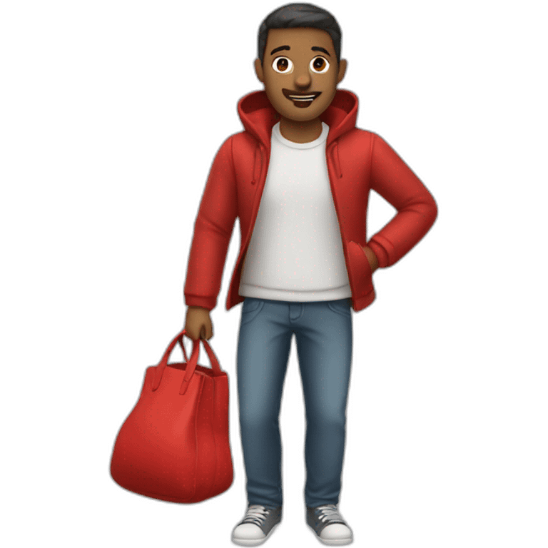 man with red bag emoji