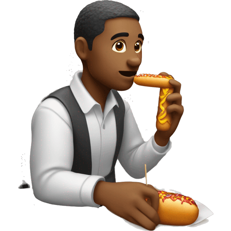 Mcdonalds worker eating a corndog emoji