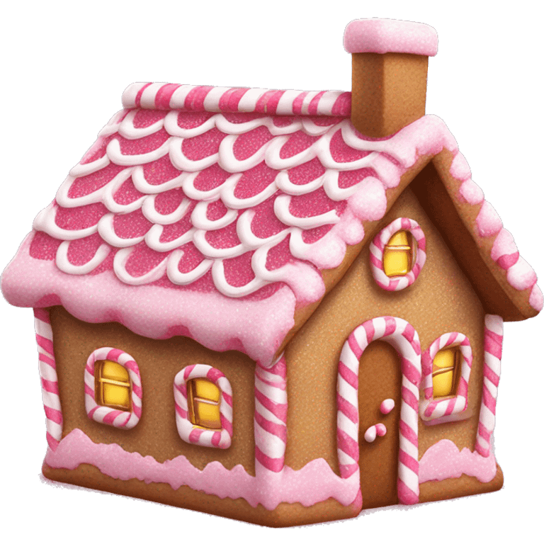 realistic pink glitter gingerbread house  emoji