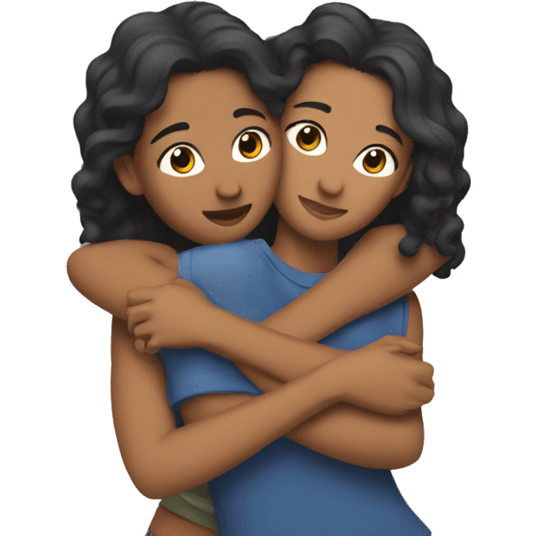 Lesbian hugging her girlfriend from behind emoji