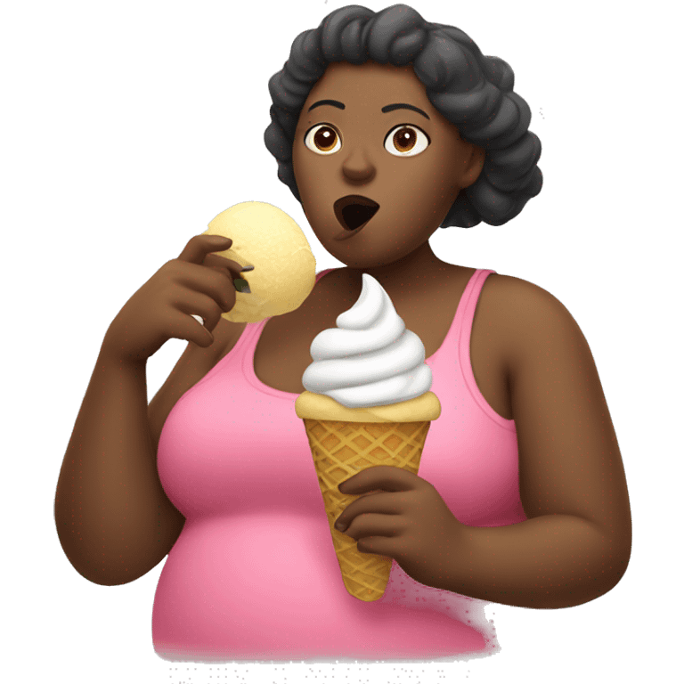 Fat woman eating a icecream emoji