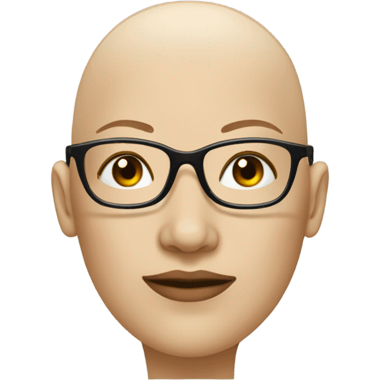 Bald head female head with black frames glasses and right nose peirce emoji