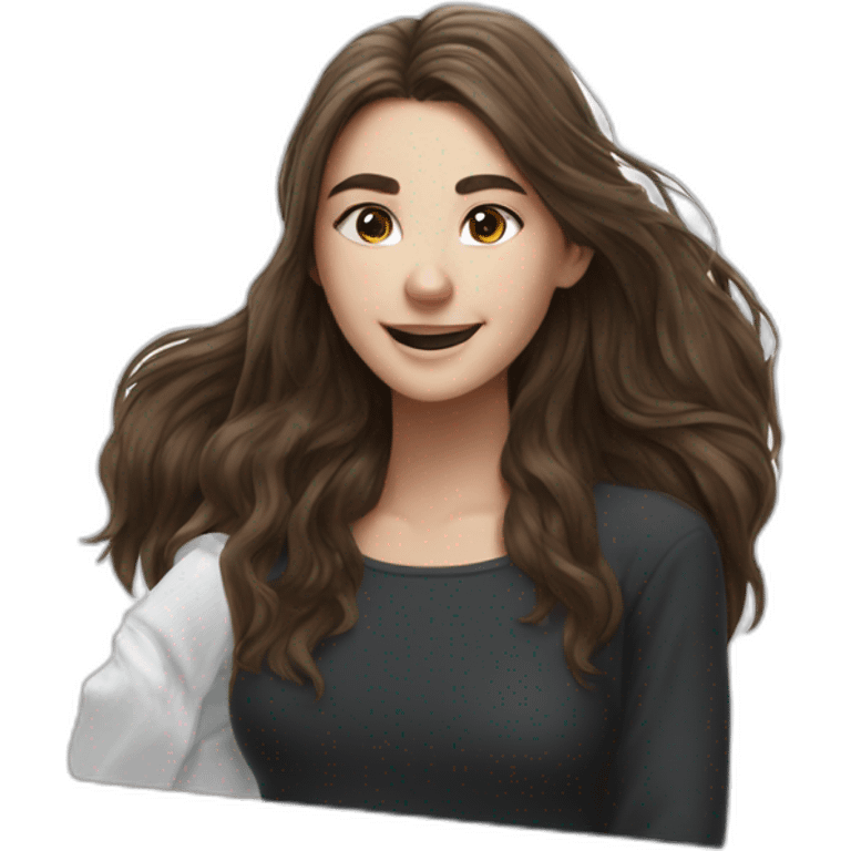 smiling girl with brown hair emoji | AI Emoji Generator