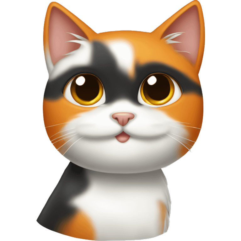 Un gatito negro, blanco y naranja con cara enfadada emoji