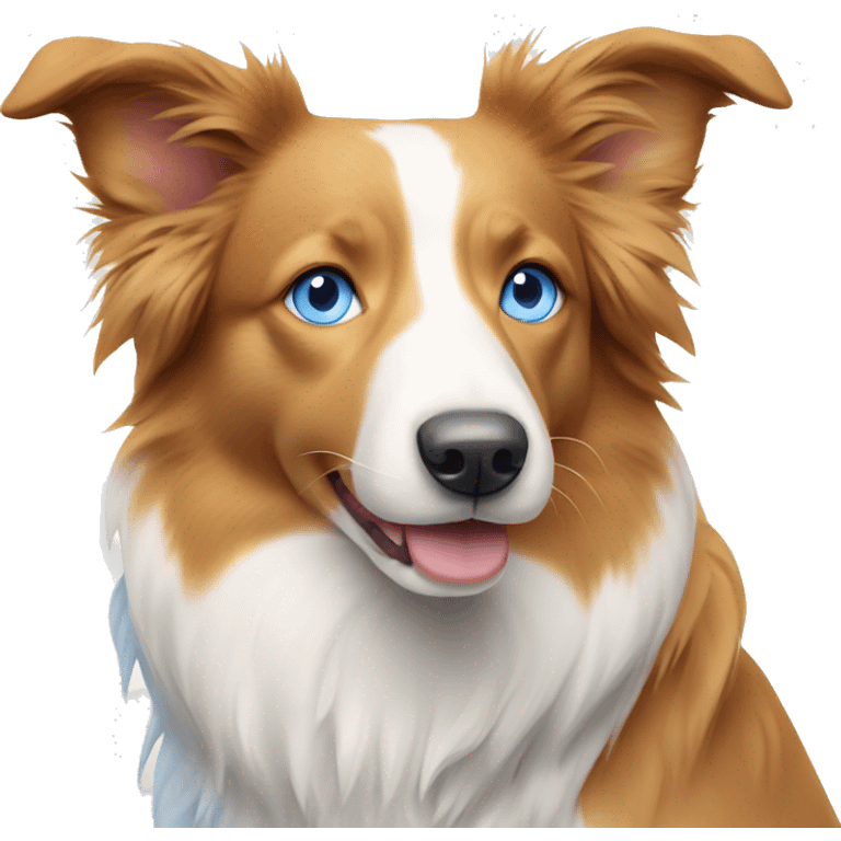 Pale orange and white border collie with blue eyes  emoji