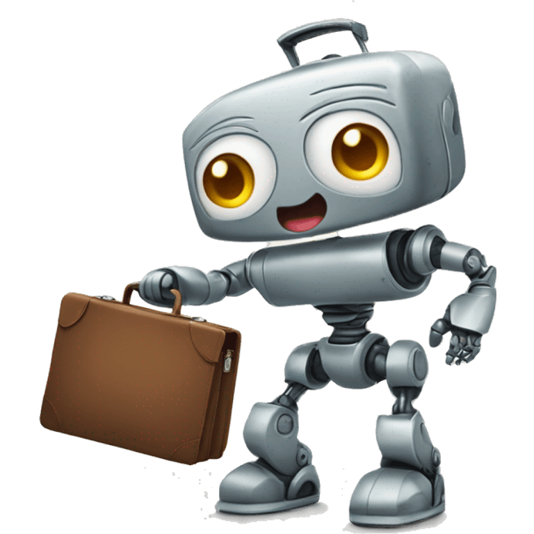 happy robot holds briefcase emoji