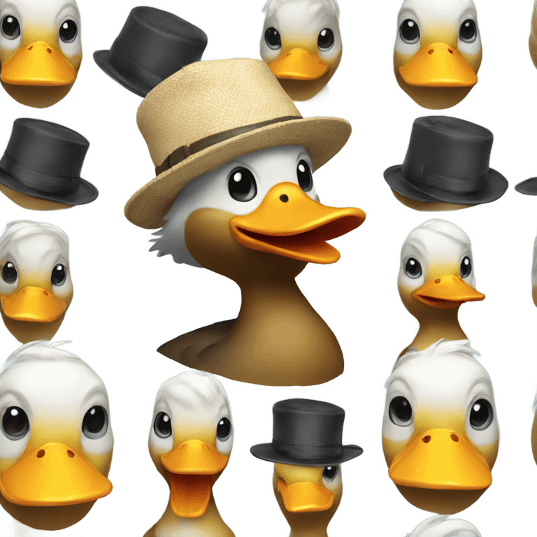 Duck wearing a hat emoji