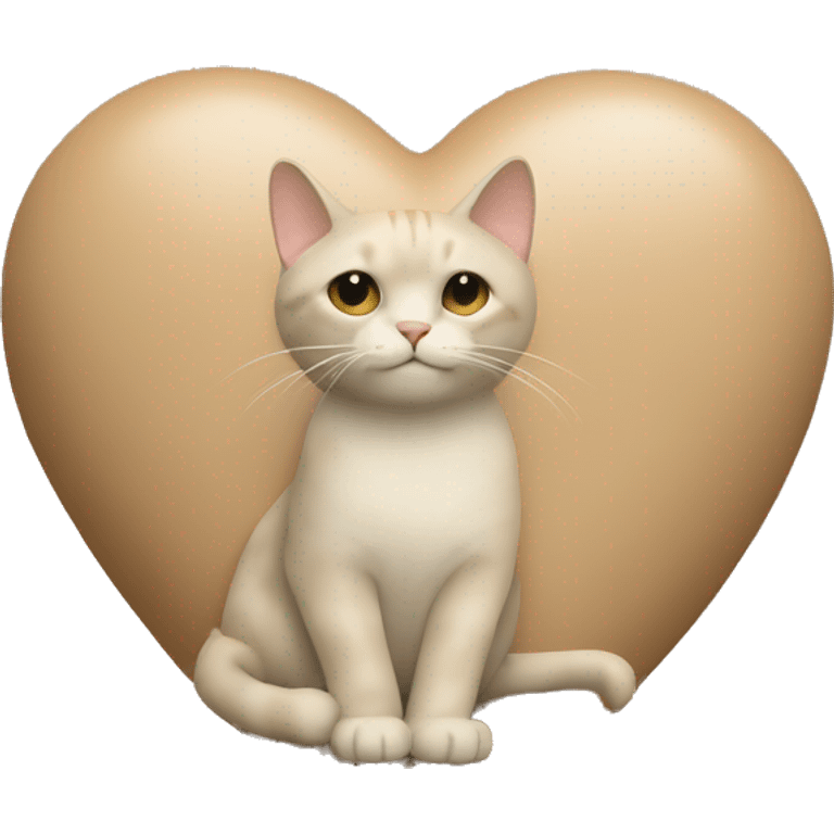 beige heart with a fold cat inside emoji