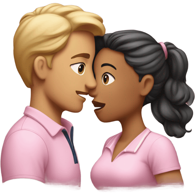 kissing couple: she has a soft pink bow and he has a polo emoji