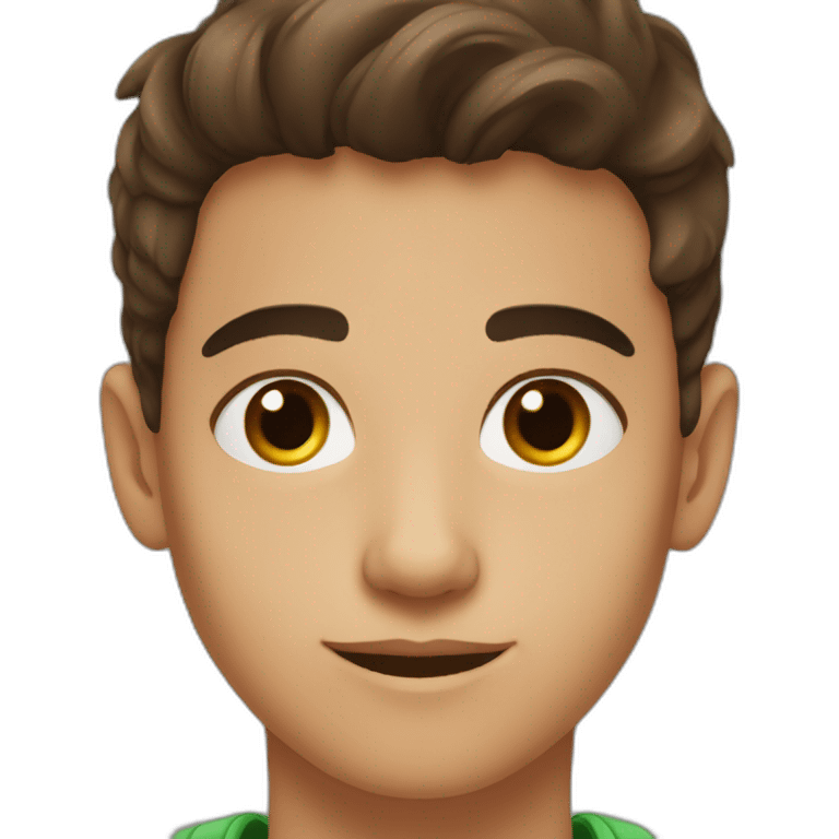 make a 14 years old algerian boy with 2 brown eyes a medium size nose with brown hair not smooth emoji