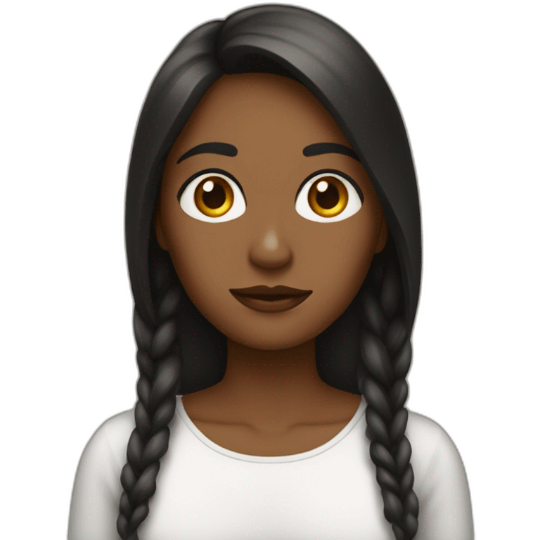 Mujer castaña ojos negros con iPhone emoji