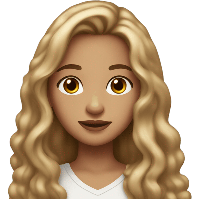 Girl with lightbrown long hair, brown eyes, lashes, light make up, olive sind, freckles  emoji