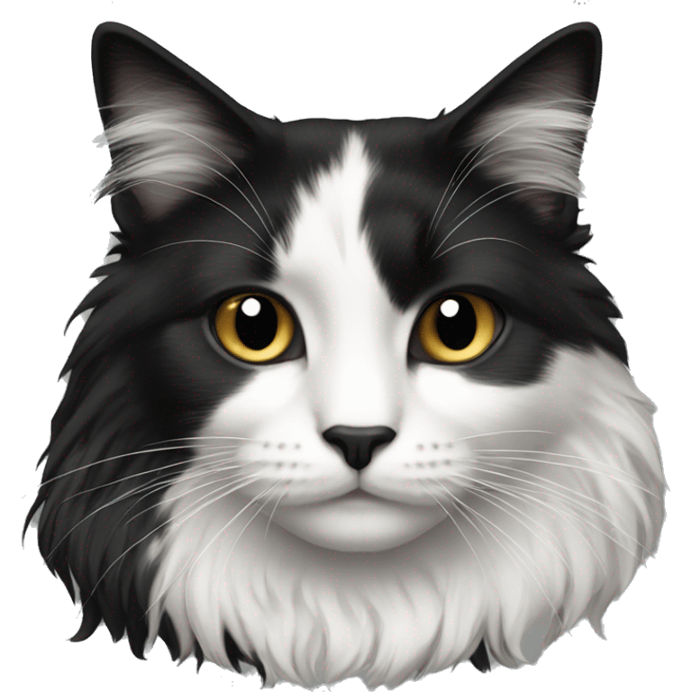 black and white cat long haired emoji