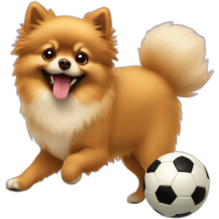 Pomeranian jugando futbol emoji