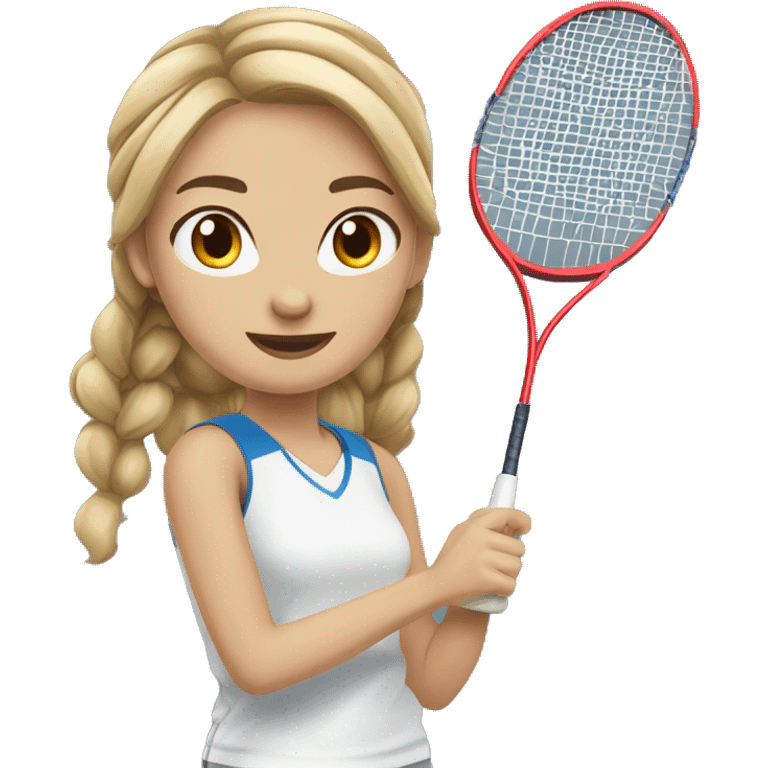 badminton player female ponytail light skin wavy hair playing badminton emoji