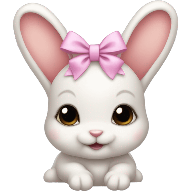 Baby bunny with coquette bow on ear emoji