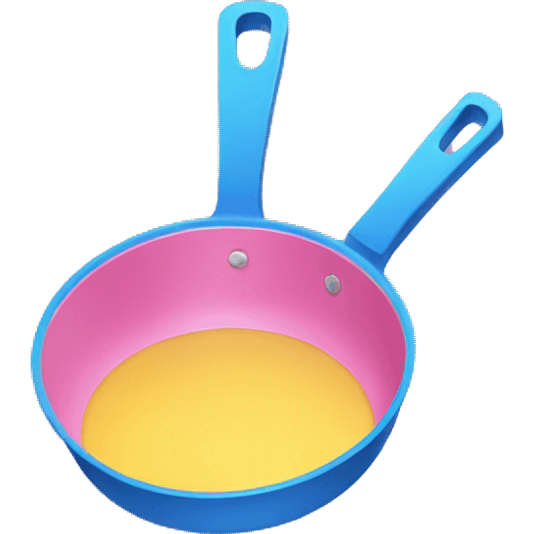 blue, yellow, and pink frying pan emoji