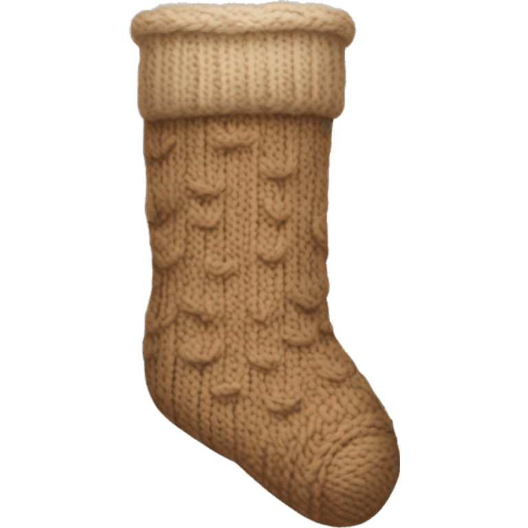 Beige knit Christmas sock emoji