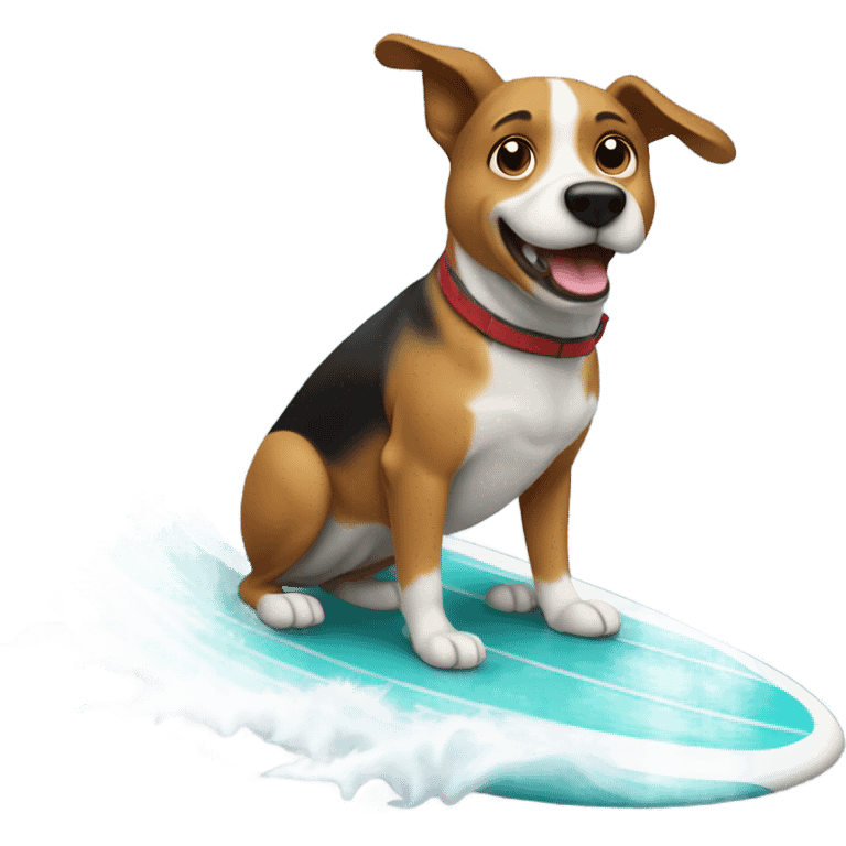 Dog pooping surfing emoji