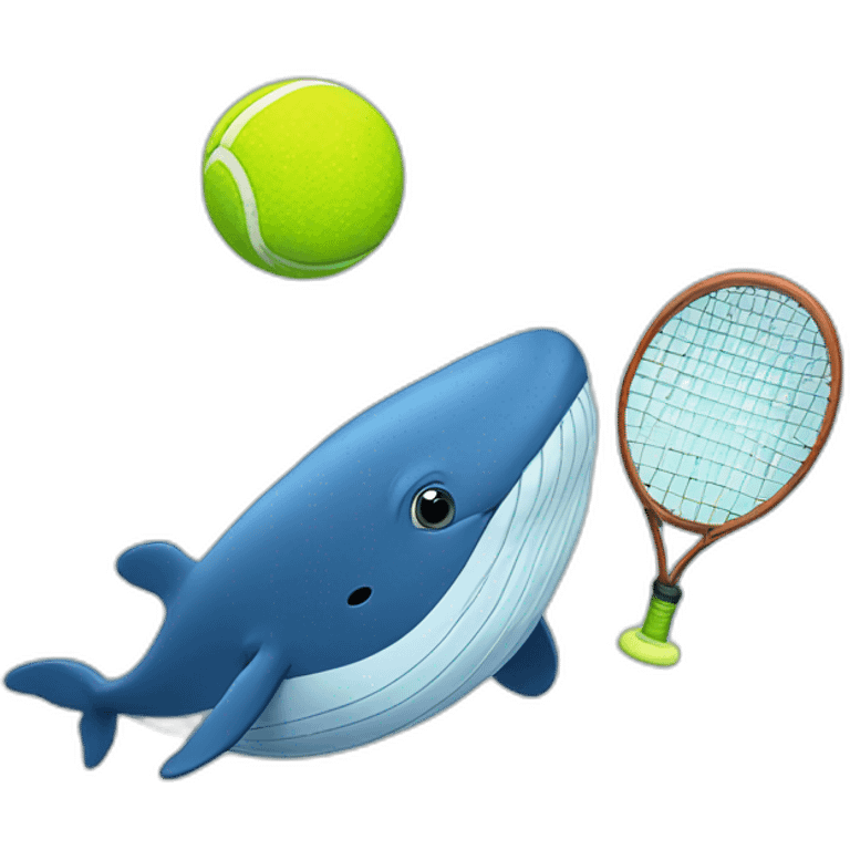 Blue whale playing tennis emoji