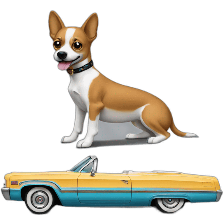 Dog in a 64 Impala low rider emoji