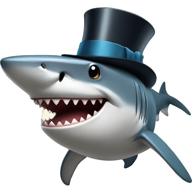 Shark with a top hat emoji