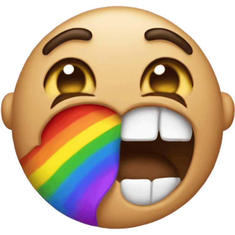 The standard womitting emoji but instead of womit its rainbow coming out the mouth emoji