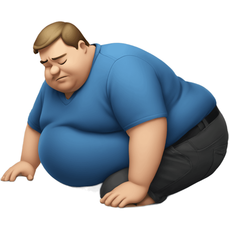 obese man rolling on stomach emoji