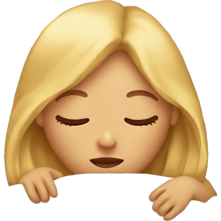 Blonde girl sleeping under blanket  emoji