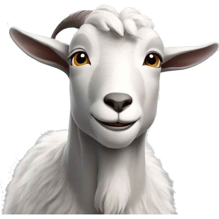 a grey and white goat squinting its eyes because there strong wind coming in its face emoji