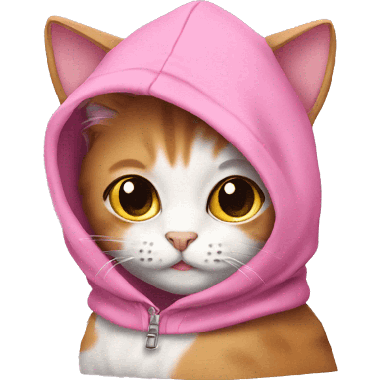 Cute cat with pink hoodie  emoji