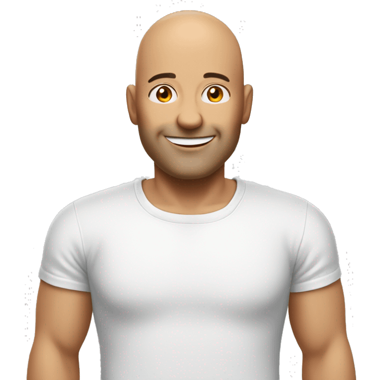 smiling bald men middle age with tshirt emoji