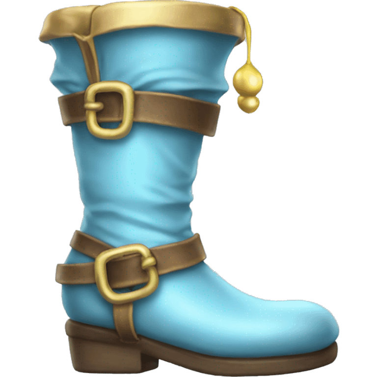 Realistic isolated light blue elf boots with bells. emoji